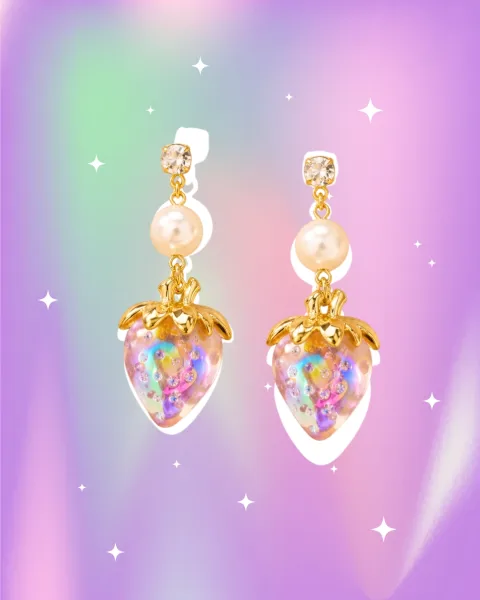 Aretes de Fresa (Rainbow Pink)