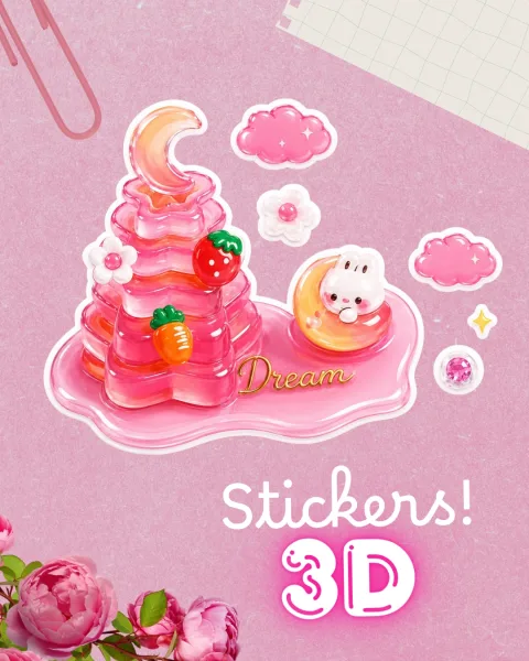 Sticker 3D Moon tower